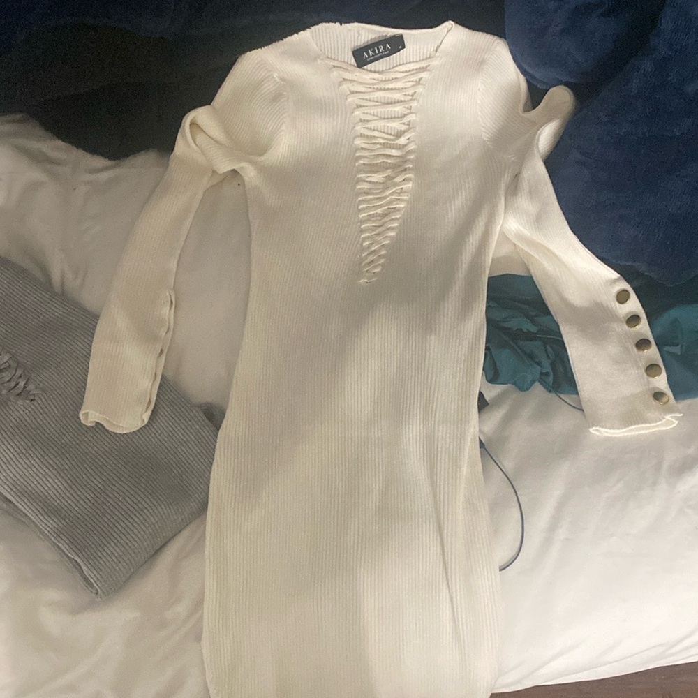Ivory ribbed maxi dress